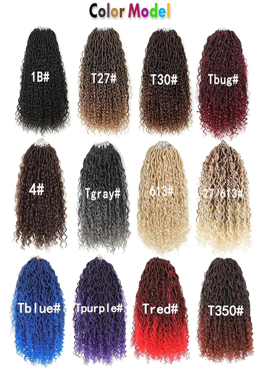 8 Packs Boho Goddess Locs Crochet Hair 18inch Ombre Blue River Locs Crochet Hair Boho Faux Locs Wavy Hair with Curly Ends Pre-looped for Black Women(18" 8Packs T1B/blue#)