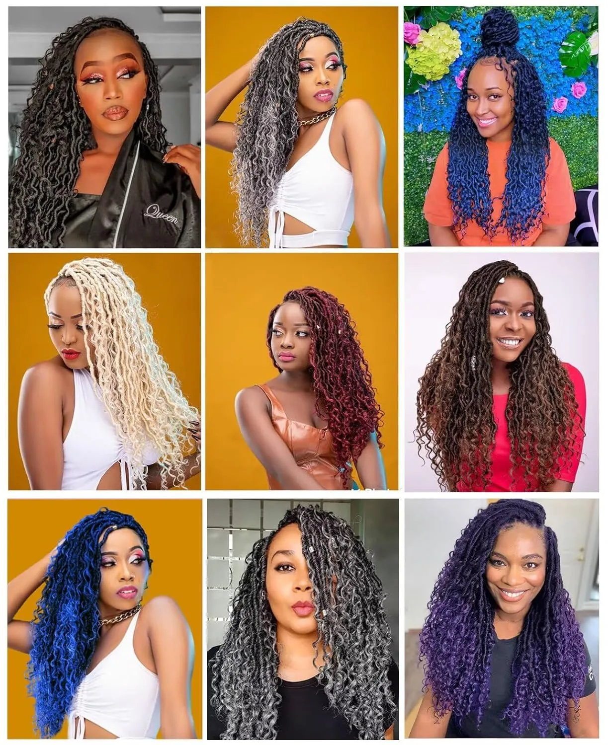 8 Packs New Goddess Locs Crochet Hair 18 Inch Ombre Brown River Locs Crochet Hair with Curly Ends Pre-looped Curly Faux locs Braids Hair Boho Style Synthetic Hair Extensions (18" 8Packs T1B/30#)