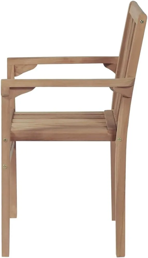 8-Piece Stackable Teak Wood Patio Chairs Set with Cream Cushions, Outdoor Furniture for Poolside Backyard Dining Lounge Beach Camping