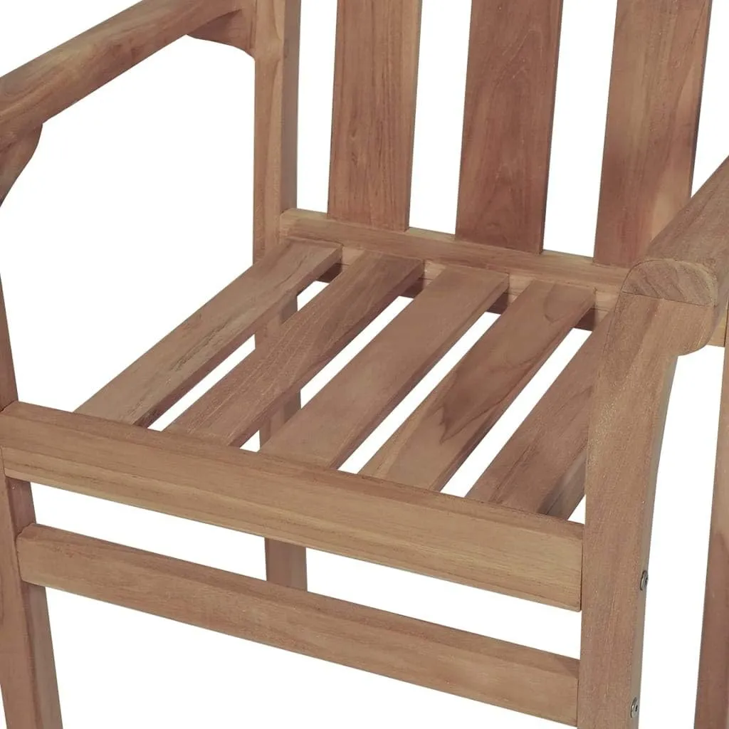 8-Piece Stackable Teak Wood Patio Chairs Set with Cream Cushions, Outdoor Furniture for Poolside Backyard Dining Lounge Beach Camping