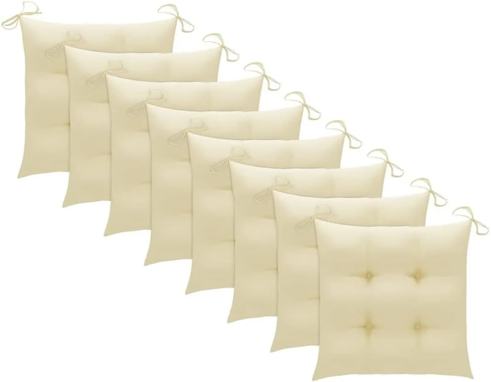 8-Piece Stackable Teak Wood Patio Chairs Set with Cream Cushions, Outdoor Furniture for Poolside Backyard Dining Lounge Beach Camping