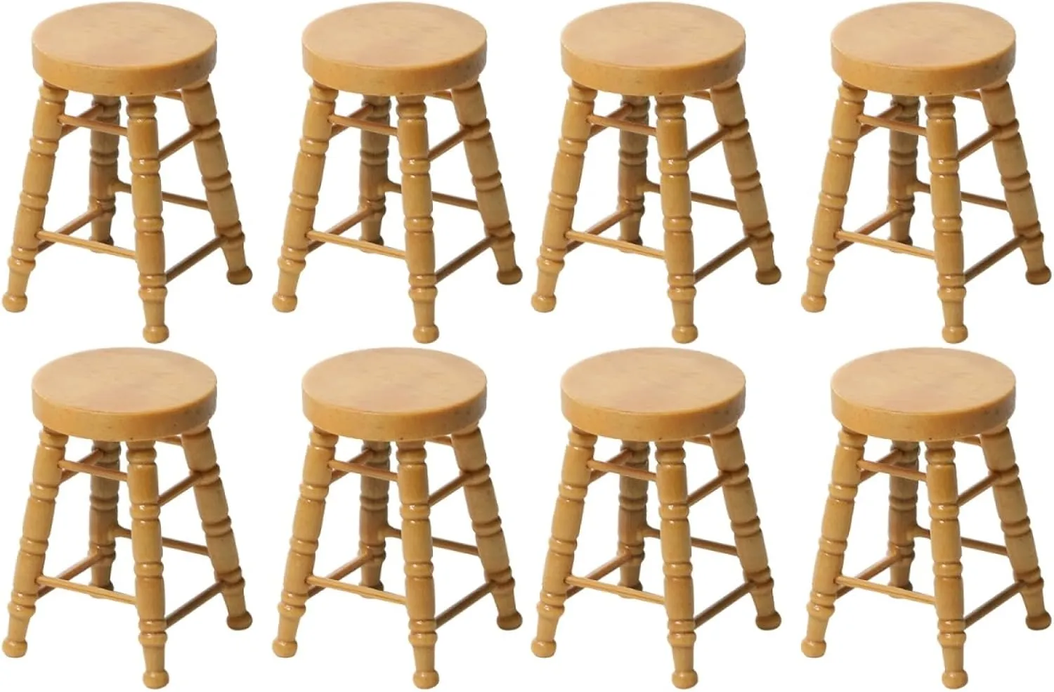 8 Pieces Miniature Wooden Stool : 12 Wooden Dollhouse Stool Mini Chairs Tiny Chair Model Dollhouse Furniture Accessories for Doll House Kitchen Pub Bar