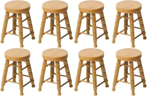 8 Pieces Miniature Wooden Stool : 12 Wooden Dollhouse Stool Mini Chairs Tiny Chair Model Dollhouse Furniture Accessories for Doll House Kitchen Pub Bar