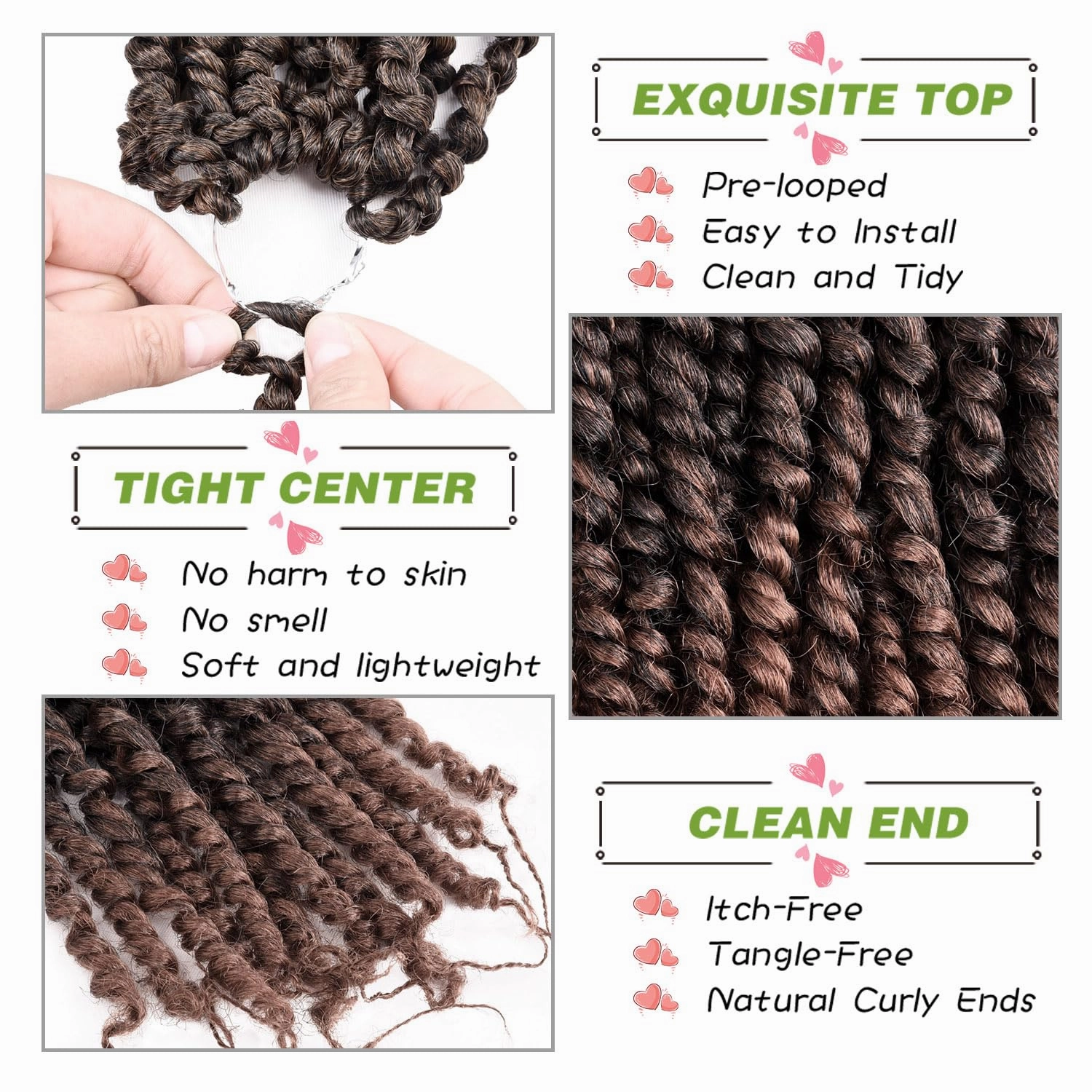 8 Inch Short Passion Twist Crochet Hair for Black Women 8 Packs Pre-twisted Passion Twists Pre-looped Crochet Braids Hair Bohemian Twists Synthetic Braiding Hair Extensions (12Strands/Pack,T30#)