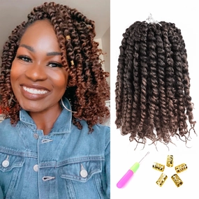 8 Inch Short Passion Twist Crochet Hair for Black Women 8 Packs Pre-twisted Passion Twists Pre-looped Crochet Braids Hair Bohemian Twists Synthetic Braiding Hair Extensions (12Strands/Pack,T30#)