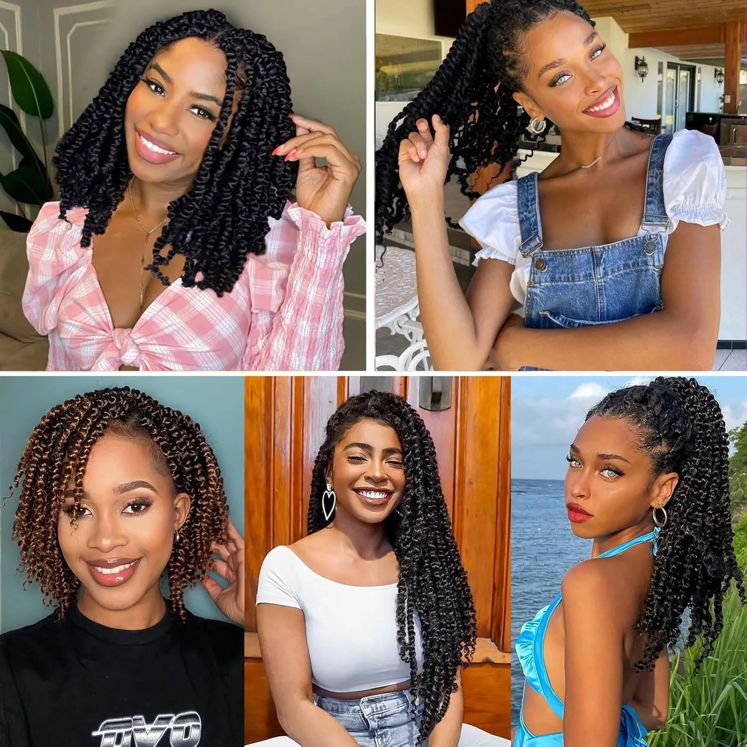 9 Packs Passion Twist Crochet Hair 10 Inch Pre-twisted Passion Twist Hair Pre Looped Crochet Passion Twist Hair Short Passion Twist Crochet Braids Hair for Women Girls and Kids (10Inch,T1B/27)