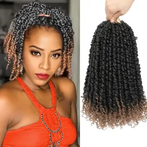 9 Packs Passion Twist Crochet Hair 10 Inch Pre-twisted Passion Twist Hair Pre Looped Crochet Passion Twist Hair Short Passion Twist Crochet Braids Hair for Women Girls and Kids (10Inch,T1B/27)