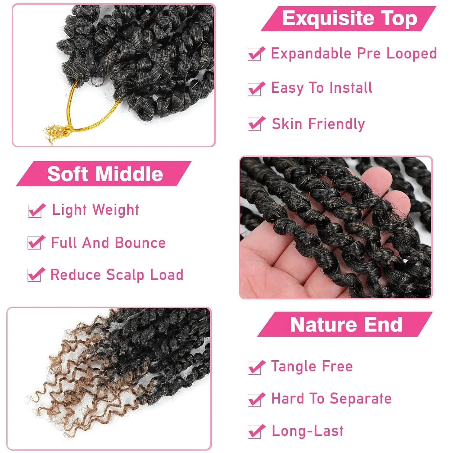 9 Packs Passion Twist Crochet Hair 10 Inch Pre-twisted Passion Twist Hair Pre Looped Crochet Passion Twist Hair Short Passion Twist Crochet Braids Hair for Women Girls and Kids (10Inch,T1B/27)