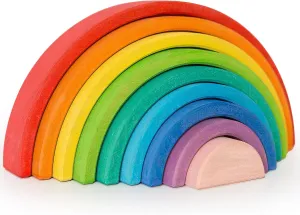 9Pcs Wooden Rainbow Stacker Toy, Wooden Rainbow Stacking Toy, Montessori Nesting Puzzle for Kids, Rainbow Blocks, Large