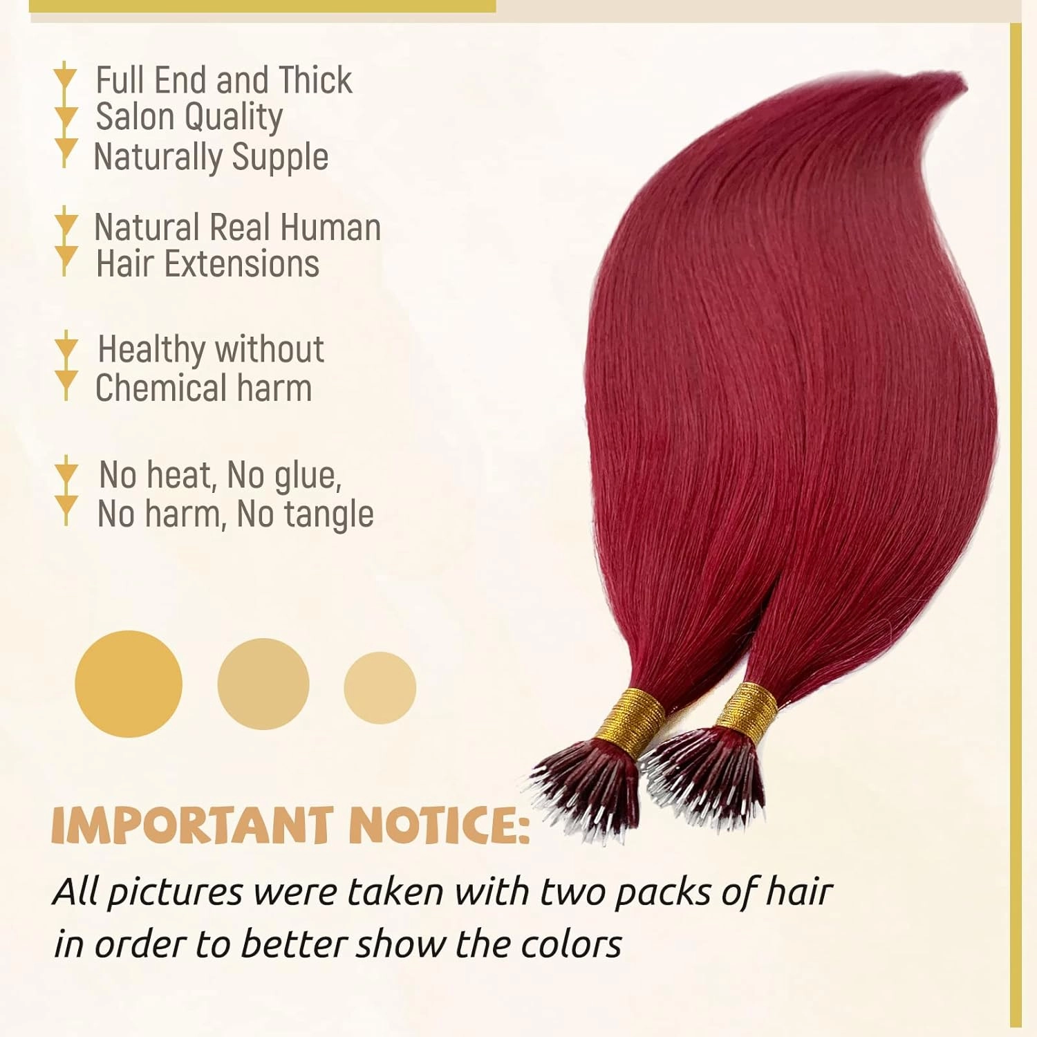 #99J Nano Tip Hair Extensions Human Hair for Women,Burgundy Nano Ring Hair Extensions 18 Inch Color #99J Wine Red Hair Extensions 100% Natural Human Hair Extensions 50g/50s