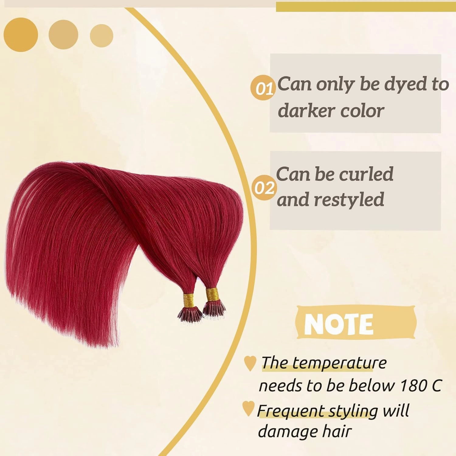 #99J Nano Tip Hair Extensions Human Hair for Women,Burgundy Nano Ring Hair Extensions 18 Inch Color #99J Wine Red Hair Extensions 100% Natural Human Hair Extensions 50g/50s