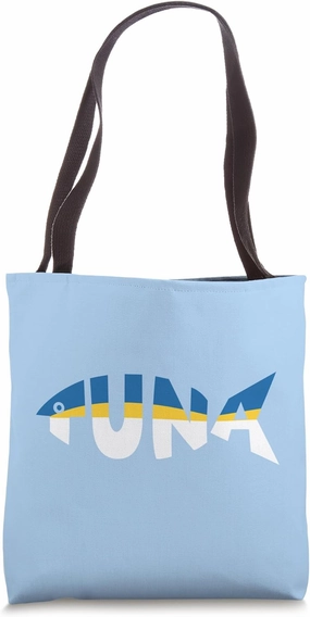 A Yellowfin Tuna Formed From The Word TUNA Minimalist Tote Bag