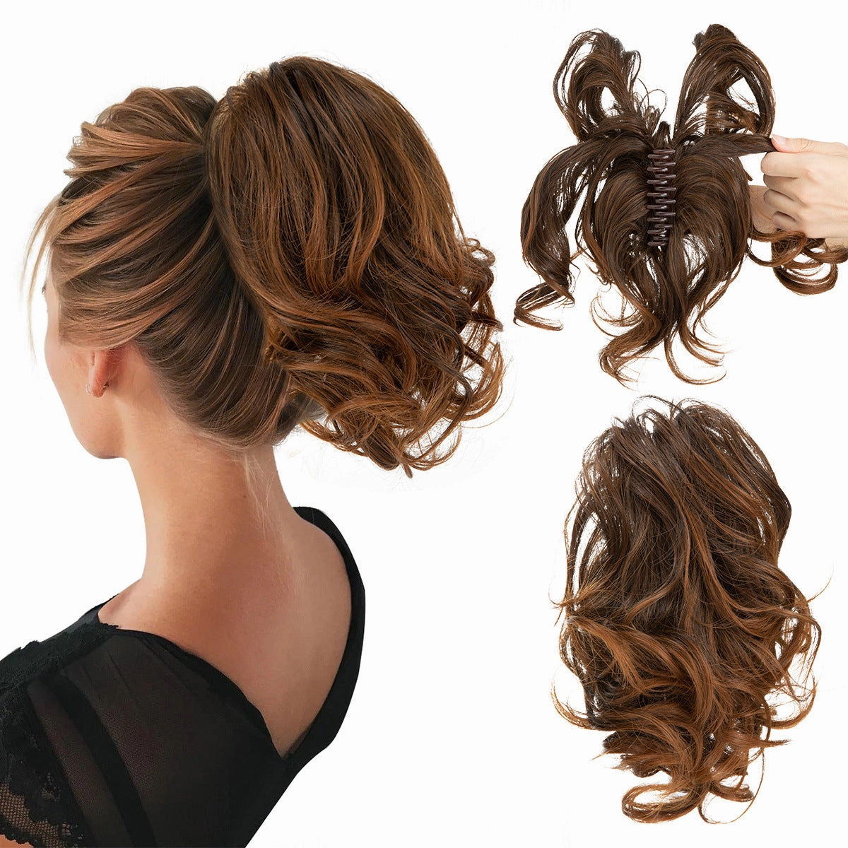 Adjustable Hair Claw Ponytail Wigs Fluffy Curly Hair Extensions Wholesale