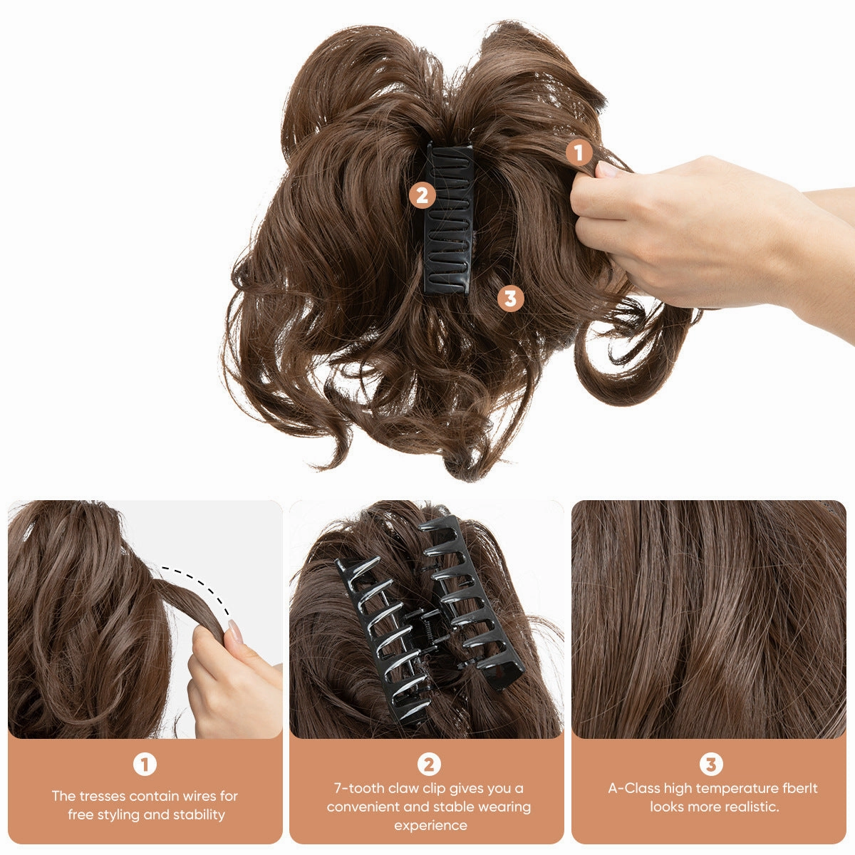 Adjustable Hair Claw Ponytail Wigs Fluffy Curly Hair Extensions Wholesale