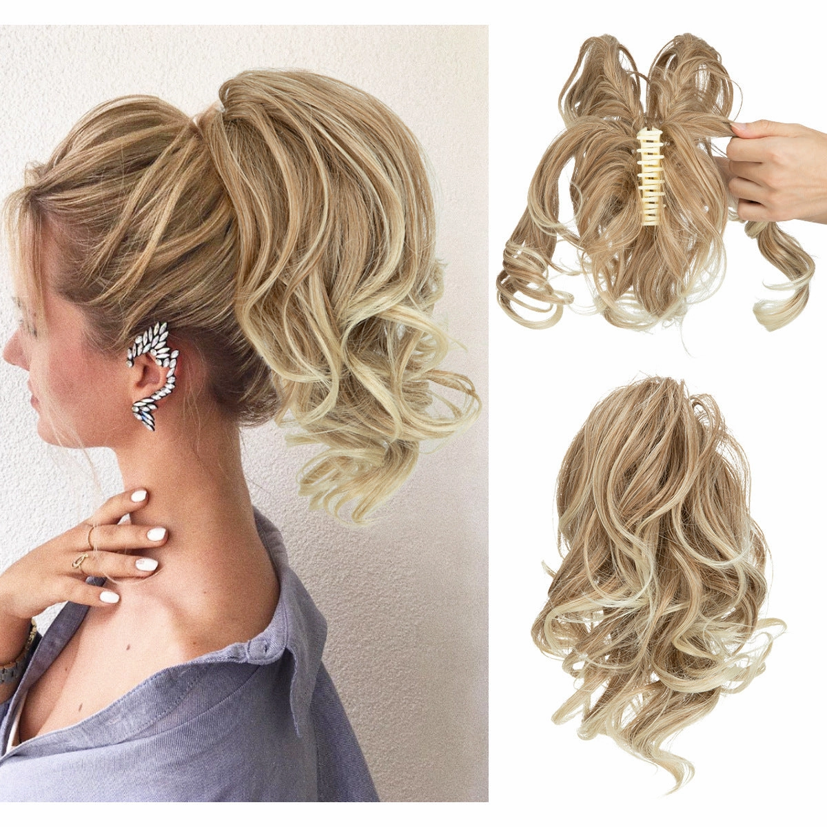Adjustable Hair Claw Ponytail Wigs Fluffy Curly Hair Extensions Wholesale
