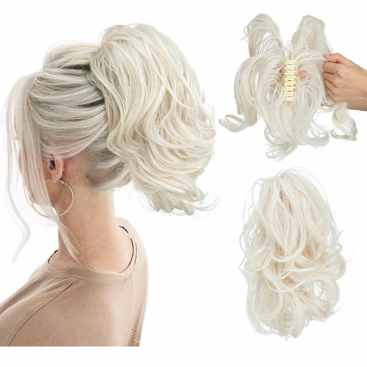 Adjustable Hair Claw Ponytail Wigs Fluffy Curly Hair Extensions Wholesale