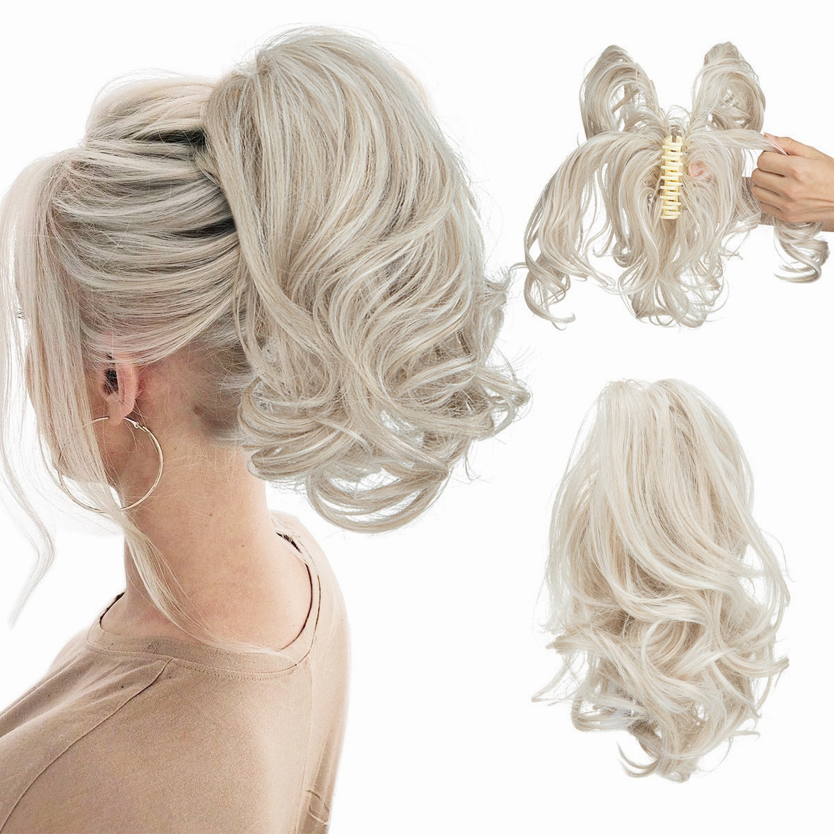 Adjustable Hair Claw Ponytail Wigs Fluffy Curly Hair Extensions Wholesale