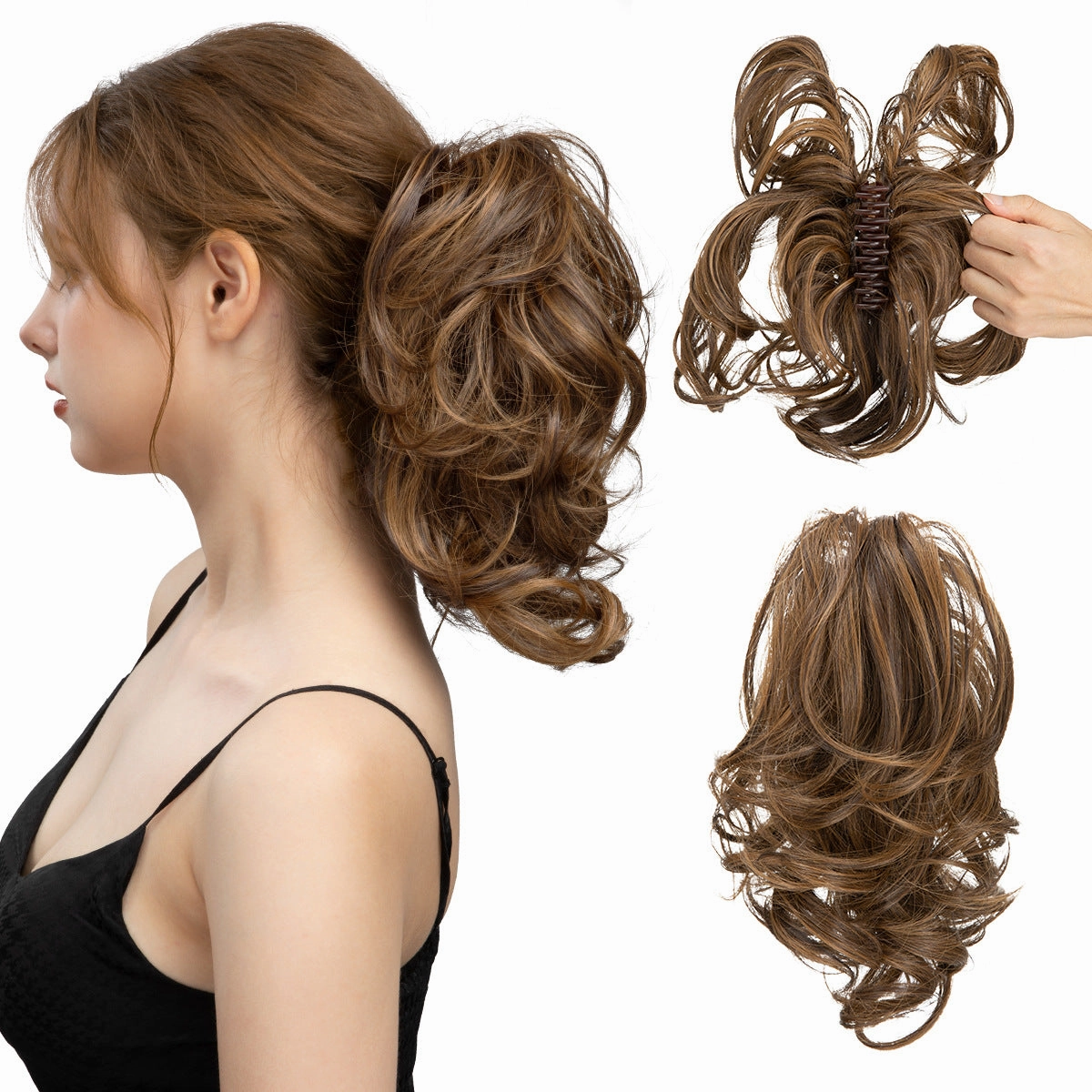 Adjustable Hair Claw Ponytail Wigs Fluffy Curly Hair Extensions Wholesale