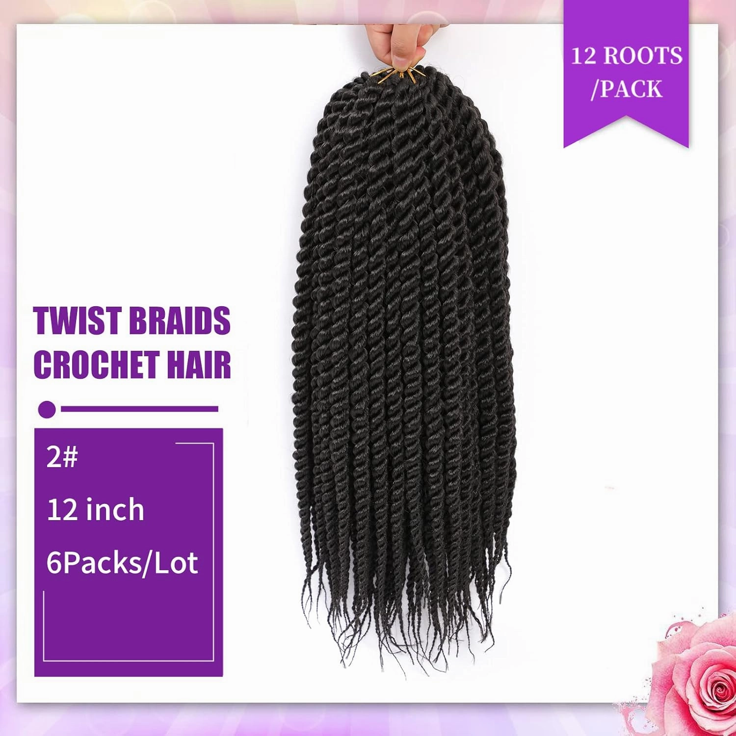 Admutty Havana Twist Crochet Hair 12 inch 6 Packs Crochet Havana Twist Senegalese Twist Crochet Hair Jumbo Havana Twist Crochet Braids (2#)
