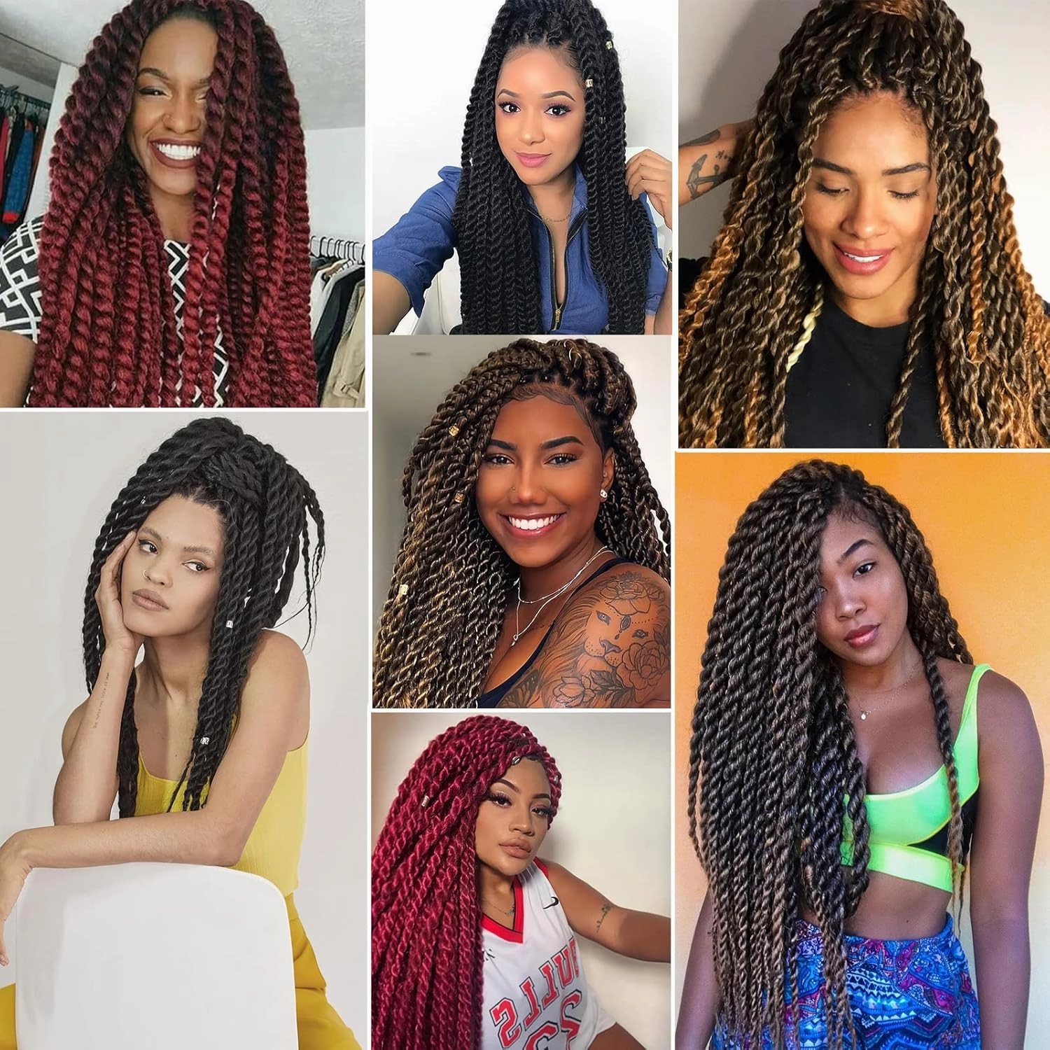 Admutty Havana Twist Crochet Hair 12 inch 6 Packs Crochet Havana Twist Senegalese Twist Crochet Hair Jumbo Havana Twist Crochet Braids (2#)