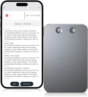 AI Voice Recorder,64GB Note Voice Recorder with Transcribe,Mind Mapping & AI Summary,Digital Voice Recorder with App,Audio Recorder for Lectures,Phone Calls,Meetings,Interviews Etc,Grey