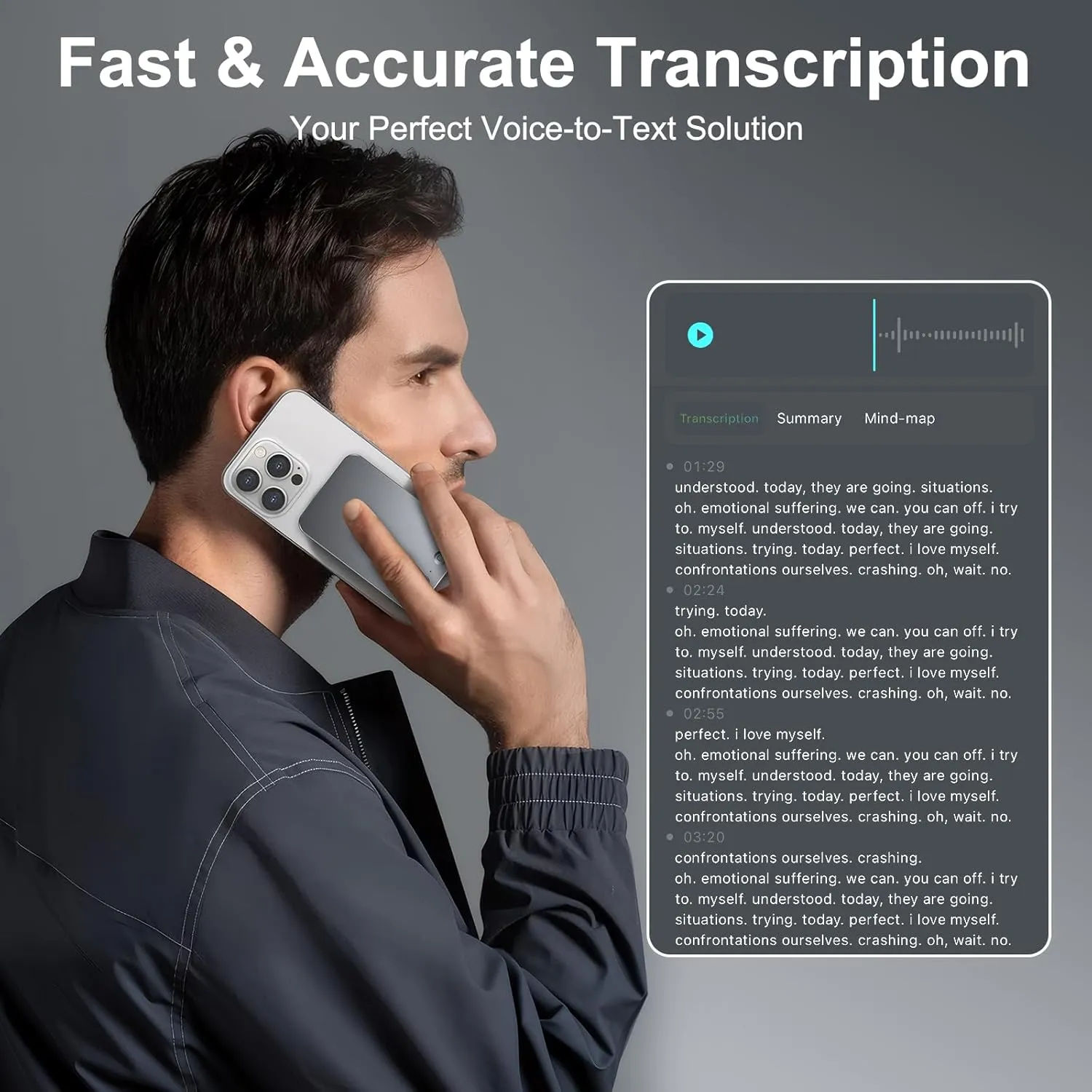 AI Voice Recorder,64GB Note Voice Recorder with Transcribe,Mind Mapping & AI Summary,Digital Voice Recorder with App,Audio Recorder for Lectures,Phone Calls,Meetings,Interviews Etc,Grey