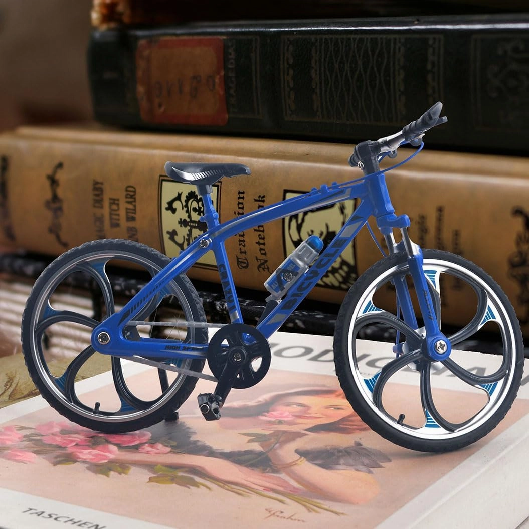 Ailejia Finger Racing Bicycle Mountain Bike Cake Topper Mini Dirt Bike Bicycle Model Cool Boy Toy (Racing Bike Blue)