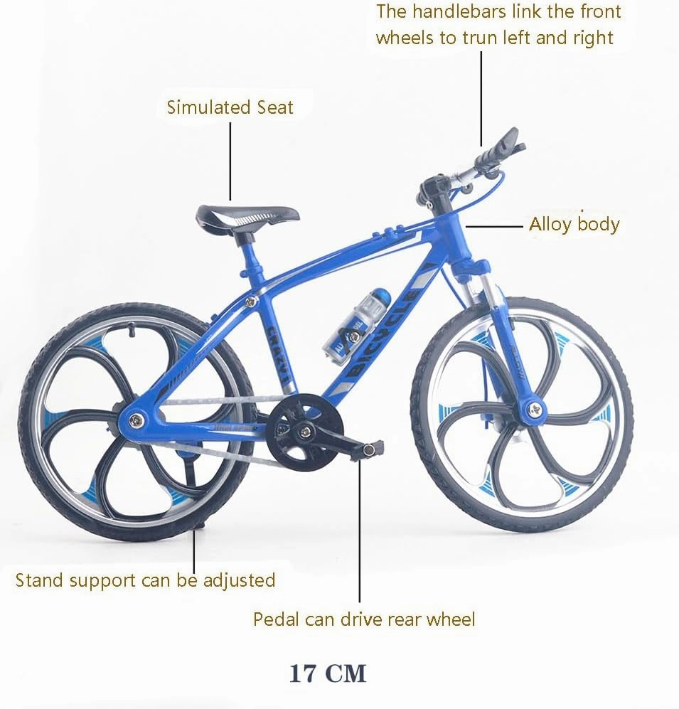 Ailejia Finger Racing Bicycle Mountain Bike Cake Topper Mini Dirt Bike Bicycle Model Cool Boy Toy (Racing Bike Blue)