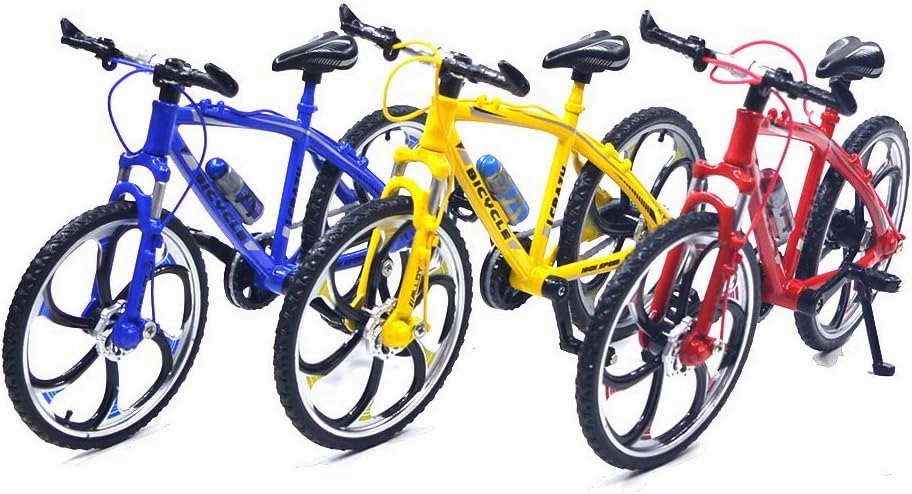 Ailejia Finger Racing Bicycle Mountain Bike Cake Topper Mini Dirt Bike Bicycle Model Cool Boy Toy (Racing Bike Blue)