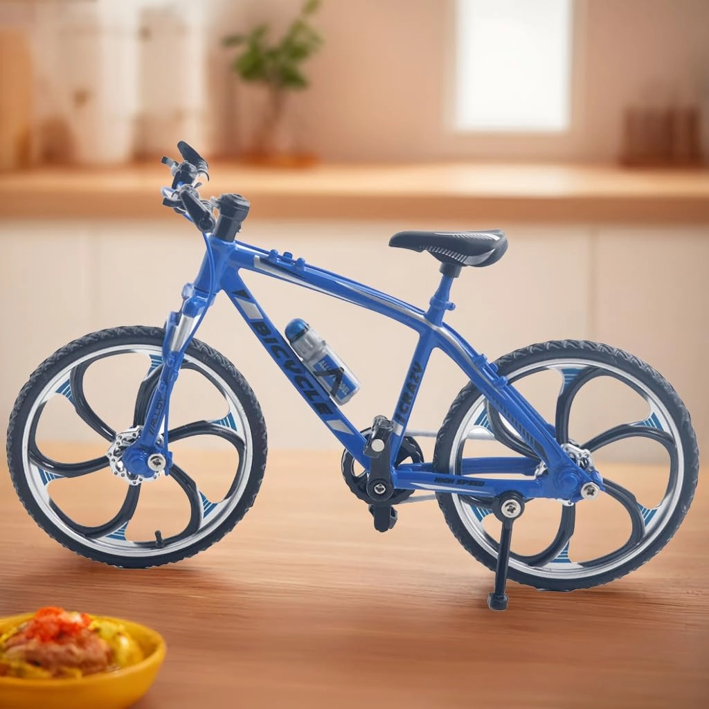 Ailejia Finger Racing Bicycle Mountain Bike Cake Topper Mini Dirt Bike Bicycle Model Cool Boy Toy (Racing Bike Blue)