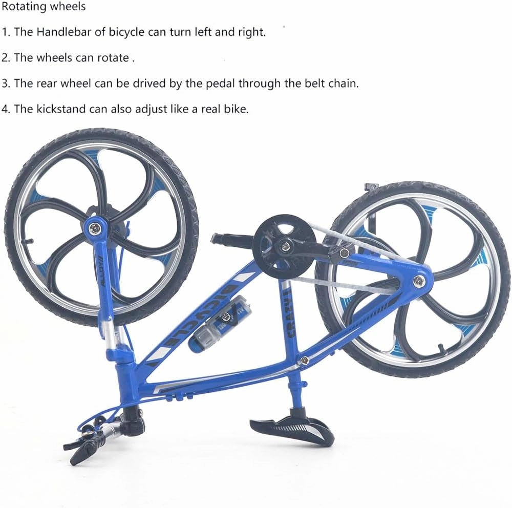 Ailejia Finger Racing Bicycle Mountain Bike Cake Topper Mini Dirt Bike Bicycle Model Cool Boy Toy (Racing Bike Blue)