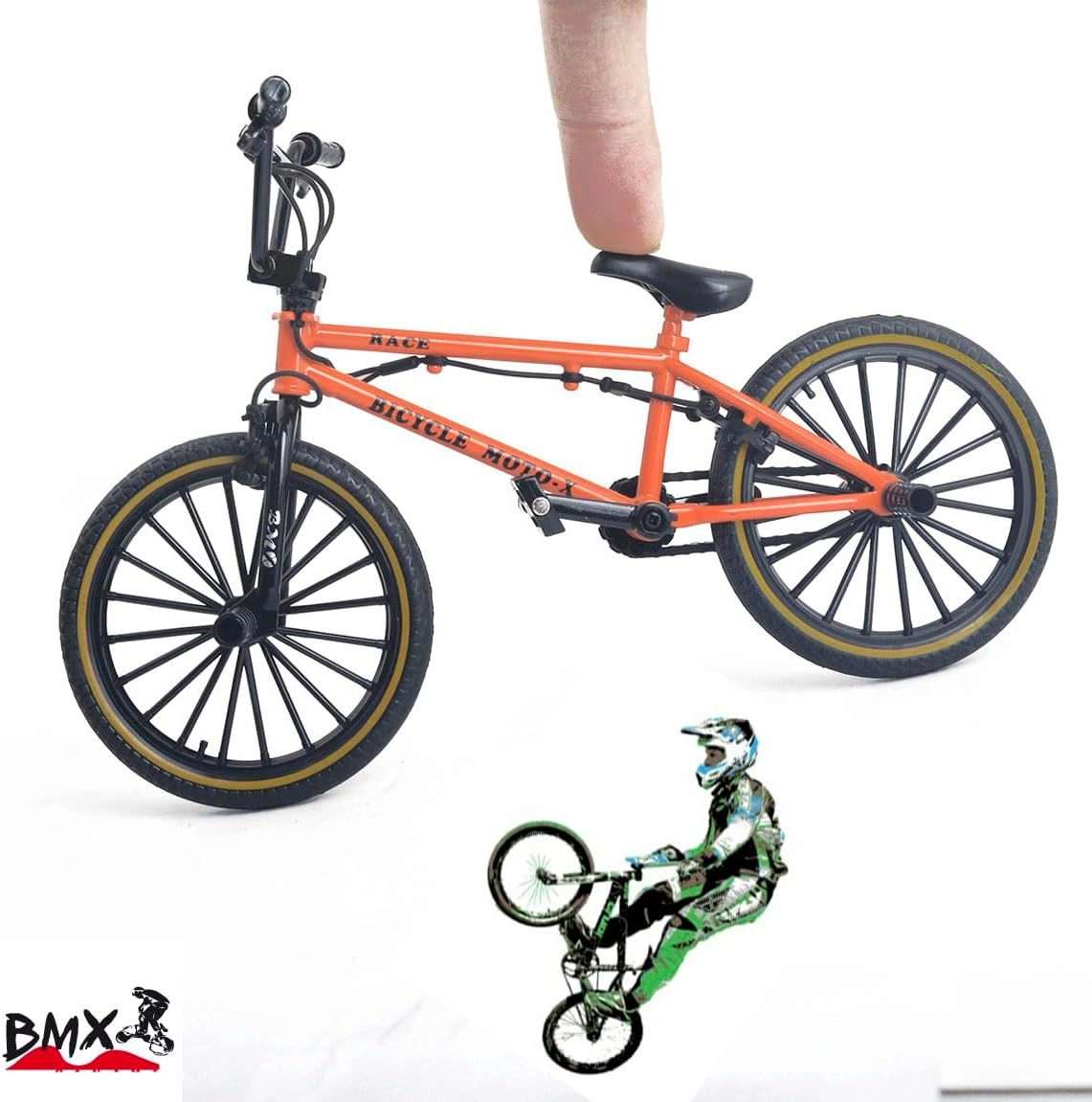 Ailejia Mini Diecast Finger Bike Extreme Sports Toy BMX Finger Bicycle Toys Game Set for Kids and Adults, Metal Bike Model Collections Decoration (BMX Red)