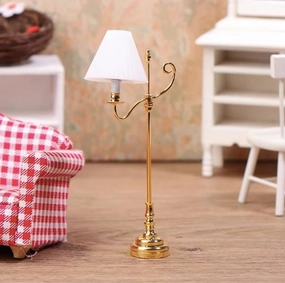 AirAds 1:12 Scale Dollhouse Miniature Moden Floor lamp Elegant White lampshade Standard Light Mini Dollhouse Lighting Miniature Dollhouse Light