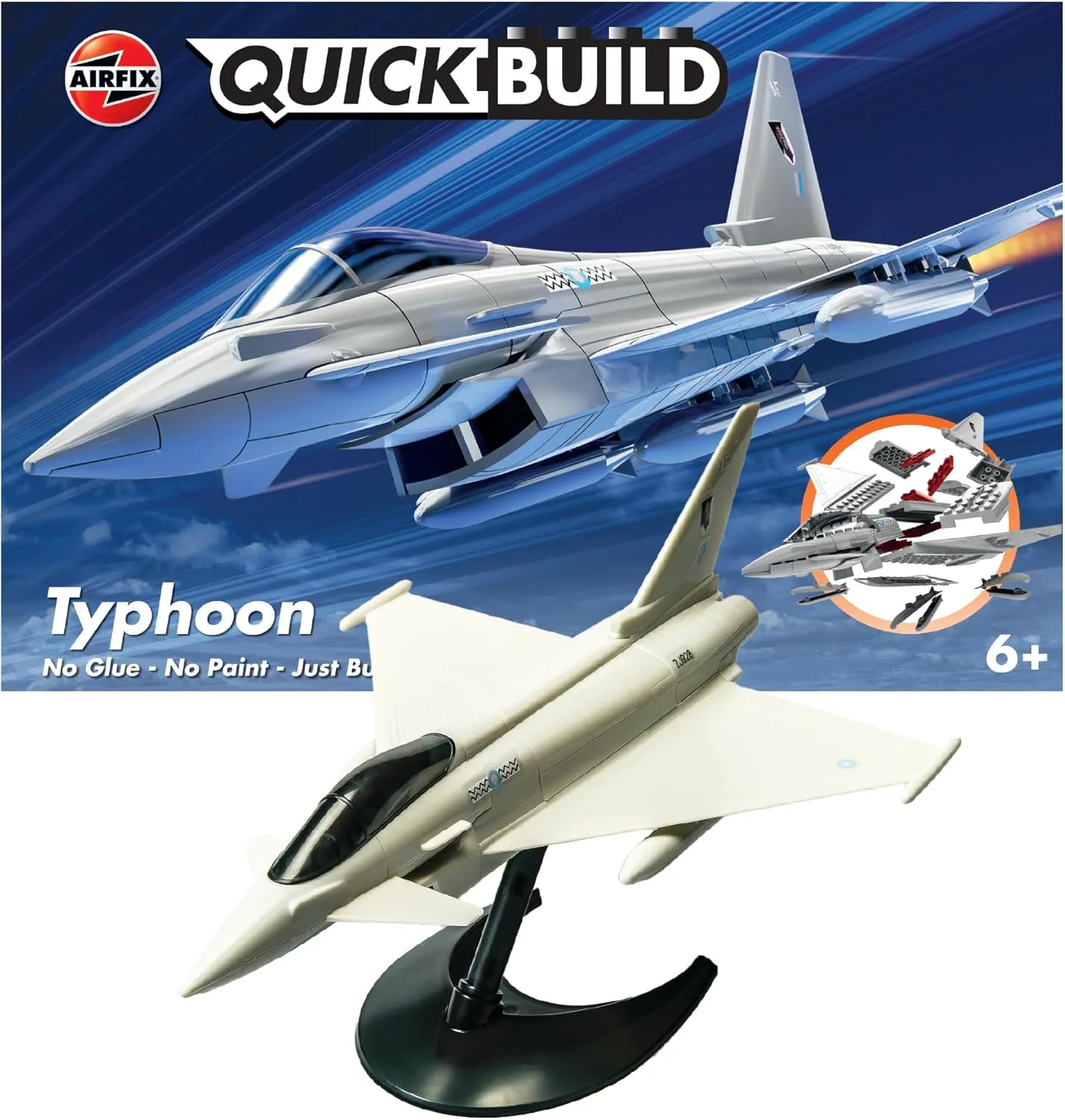 Airfix J6002 Quickbuild Model Airplane Kits for Adults & Kids - Eurofighter Typhoon - Fighter Jet Plastic Model Kits, Block Building Sets, Snap Together Aircraft Models, Engineering Toys for Gifts