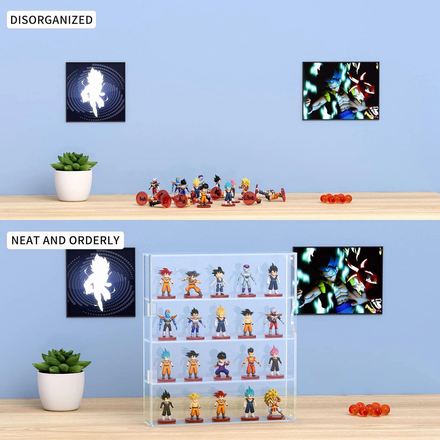 AITEE Acrylic Display Case for Mini Funko Pop Figures, Clear Wall Mounted or Desktop 4 Layer Storage Box Cabinet Organizer for Mini Toys, Collections or Stone