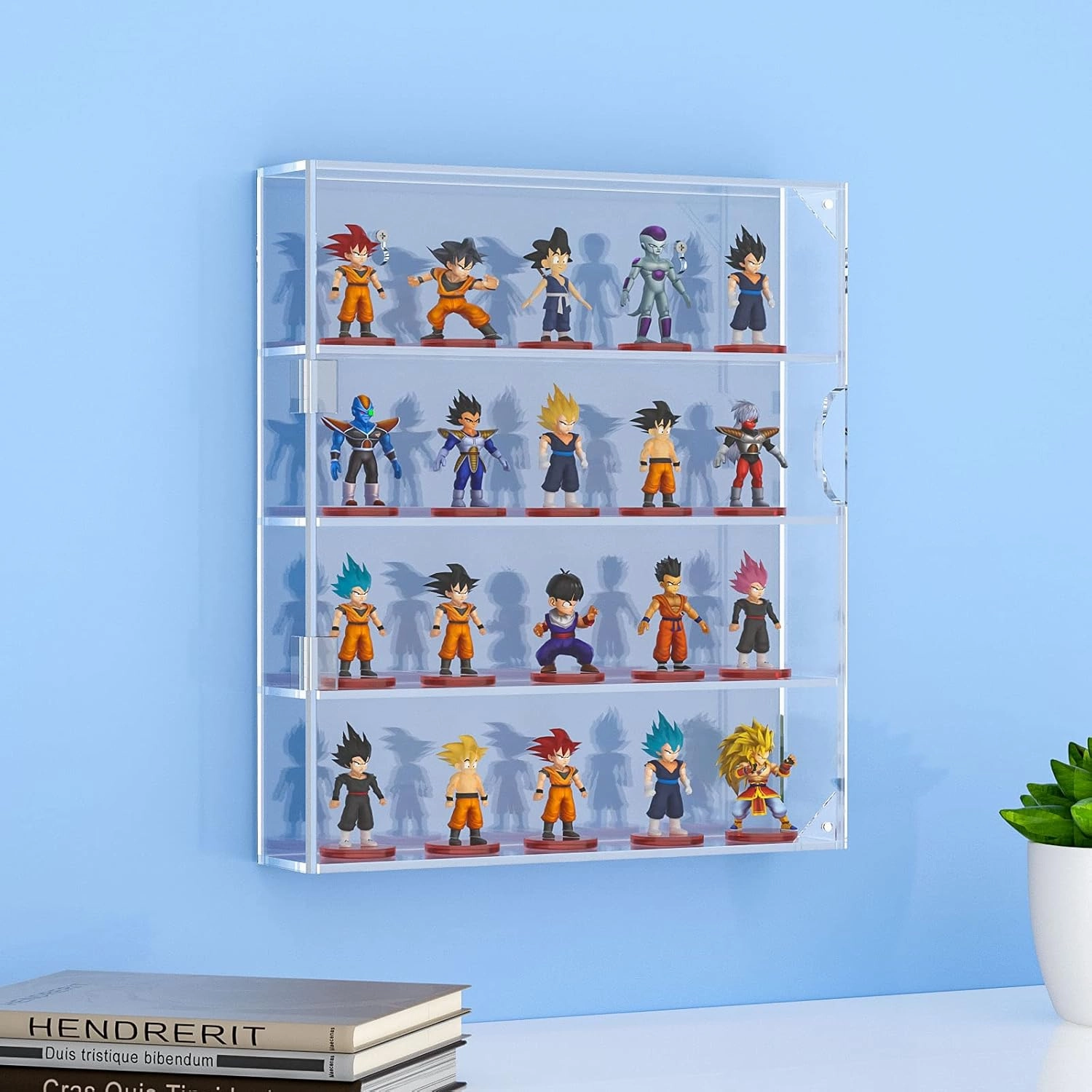 AITEE Acrylic Display Case for Mini Funko Pop Figures, Clear Wall Mounted or Desktop 4 Layer Storage Box Cabinet Organizer for Mini Toys, Collections or Stone