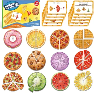 Aizweb Magnetic Fraction Tiles & Circles, Bars,Math Manipulatives, Fraction Manipulatives for 2nd, 3rd, 4th, 5th Grade Elementary Teachers Classroom Whiteboard Teaching Homeschool Supplies