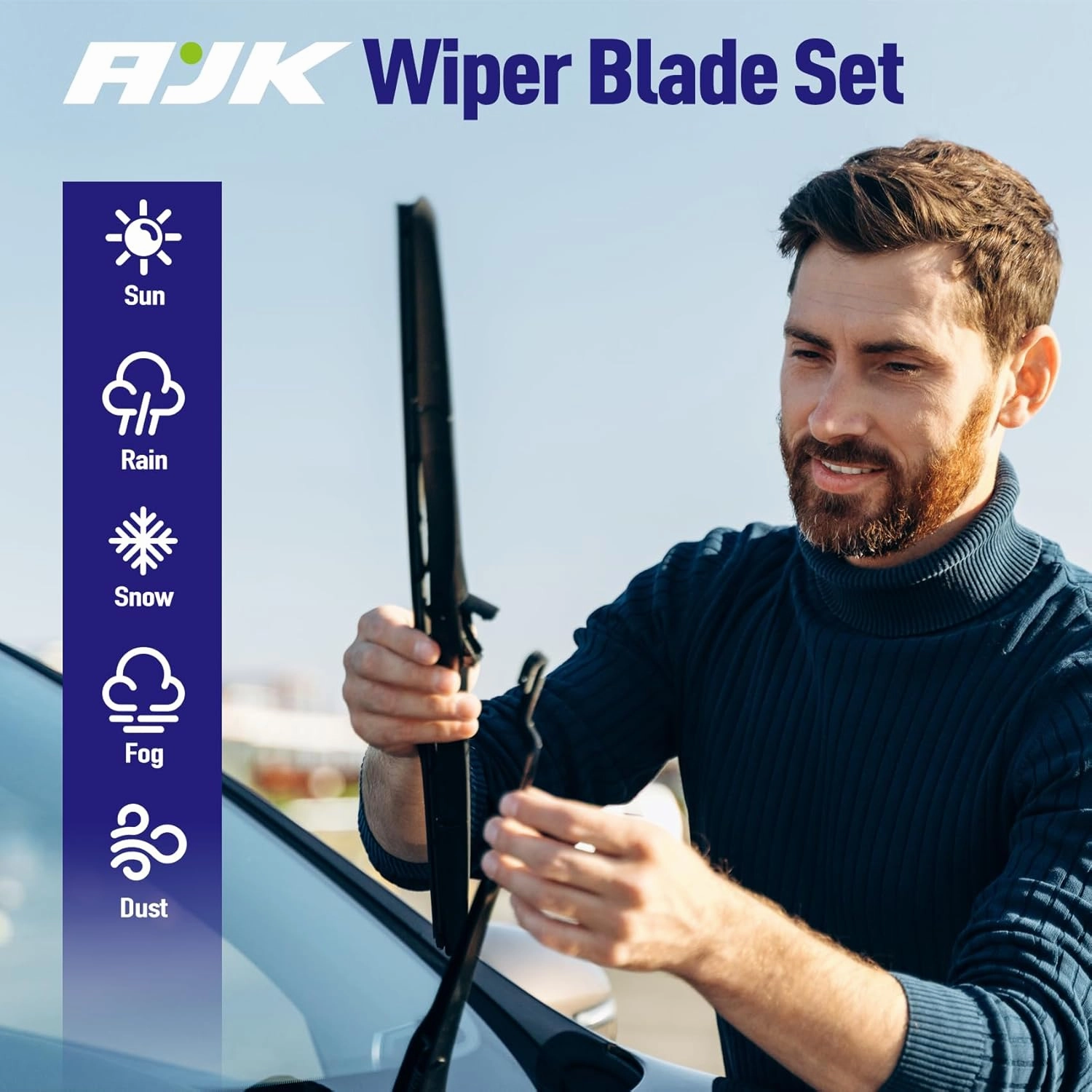 AJK Front Windshield Wiper for Jeep Gladiator 2020 2021 2022 2023 2024, Original Equipment Window Wipers Blades, Conventional, Vehicle Specific Fit, Pack of 2