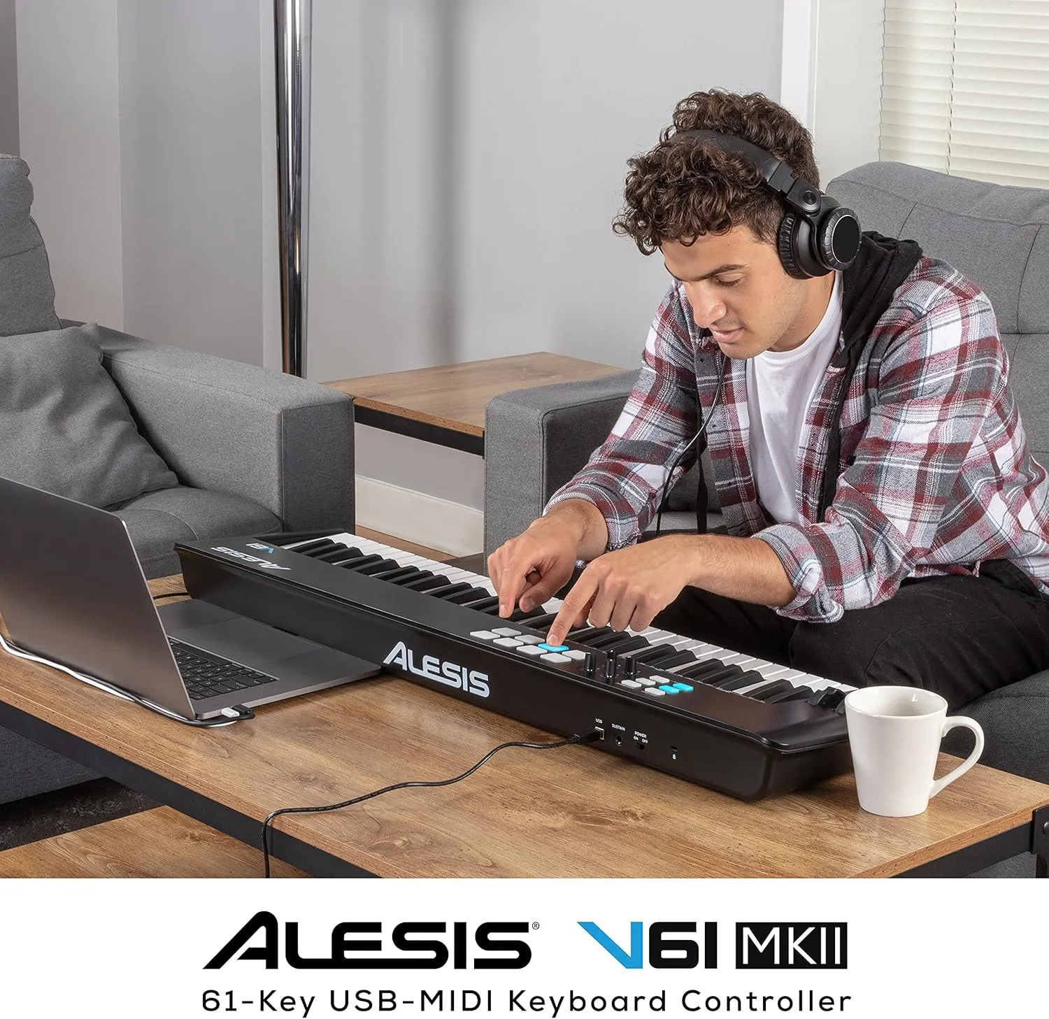 Alesis V61 MKII – USB MIDI Keyboard Controller with 61 Velocity Sensitive Keys, 8 Full Level Pads, Arpeggiator, Pitch/Mod Wheel, Note Repeat and Software Suite
