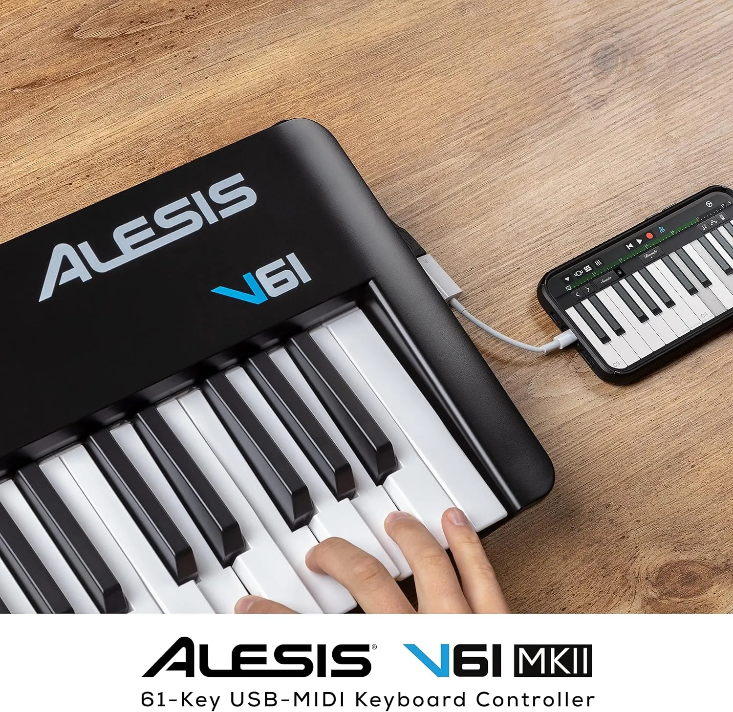 Alesis V61 MKII – USB MIDI Keyboard Controller with 61 Velocity Sensitive Keys, 8 Full Level Pads, Arpeggiator, Pitch/Mod Wheel, Note Repeat and Software Suite