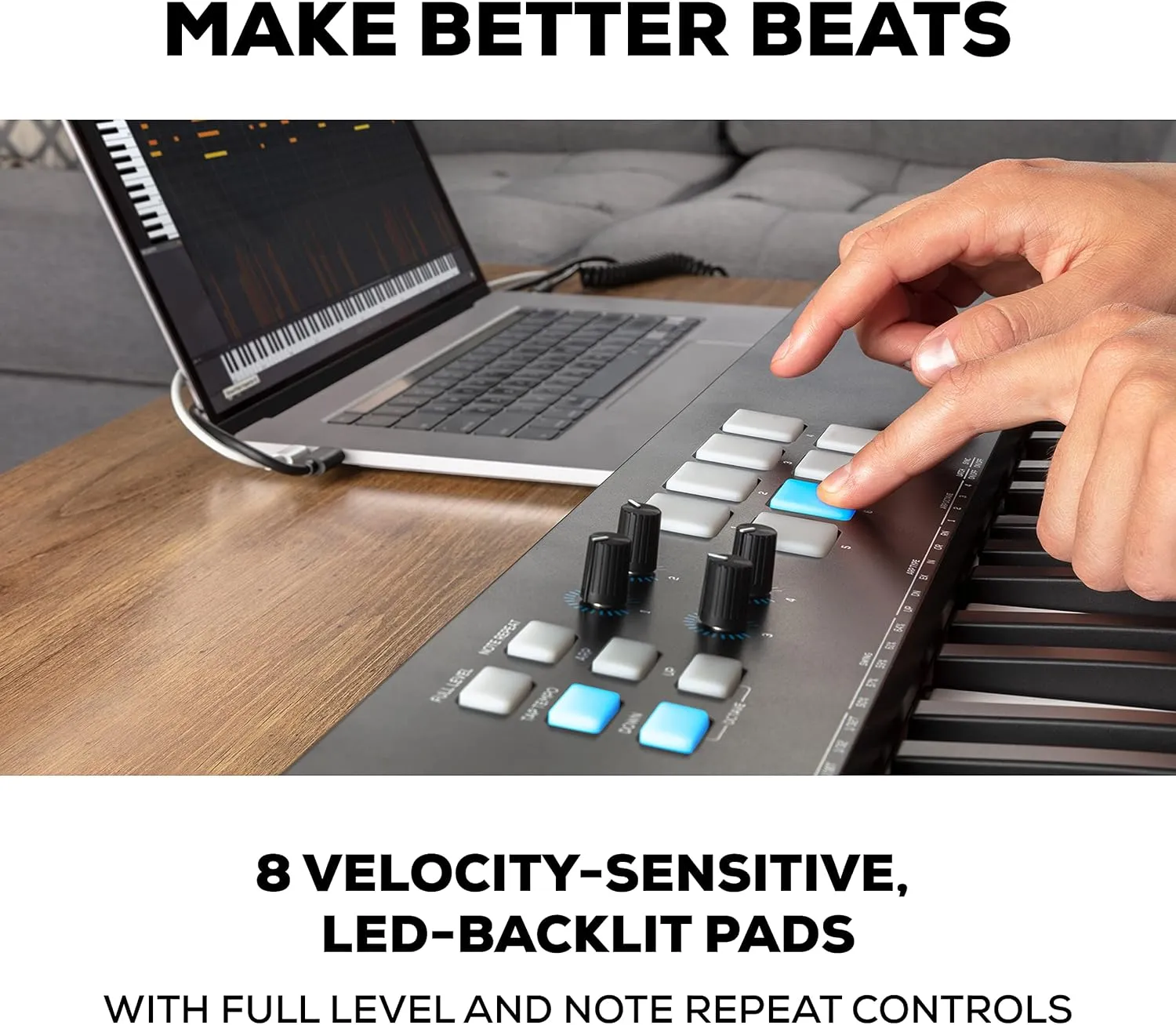 Alesis V61 MKII – USB MIDI Keyboard Controller with 61 Velocity Sensitive Keys, 8 Full Level Pads, Arpeggiator, Pitch/Mod Wheel, Note Repeat and Software Suite