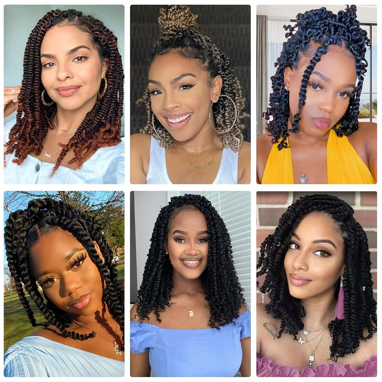 Alicoco Passion Twist Crochet Hair 8 Inch Passion Twist Hair Pre Looped 8 Packs Spring Twist Crochet Braids with Curly Ends Pre-Twisted Crochet Hair for Women (1B/27)