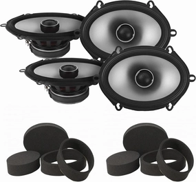Alpine 2 Pairs S2-S68 5x7 Type S Coax Speakers with 2 Pairs Stinger RKFR5768 Roadkill Fast Rings 5x7-6x8