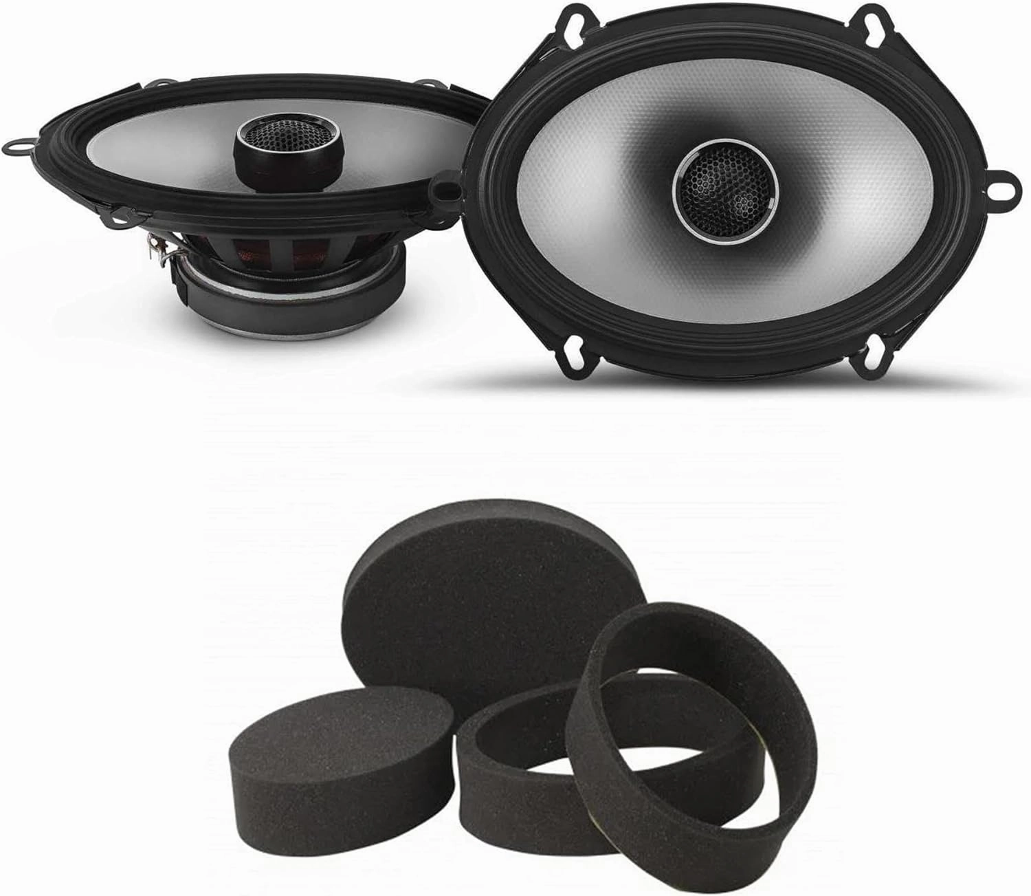 Alpine S2-S68 5x7 Type S Coax Speakers with Stinger RKFR5768 Roadkill Fast Rings 5x7-6x8