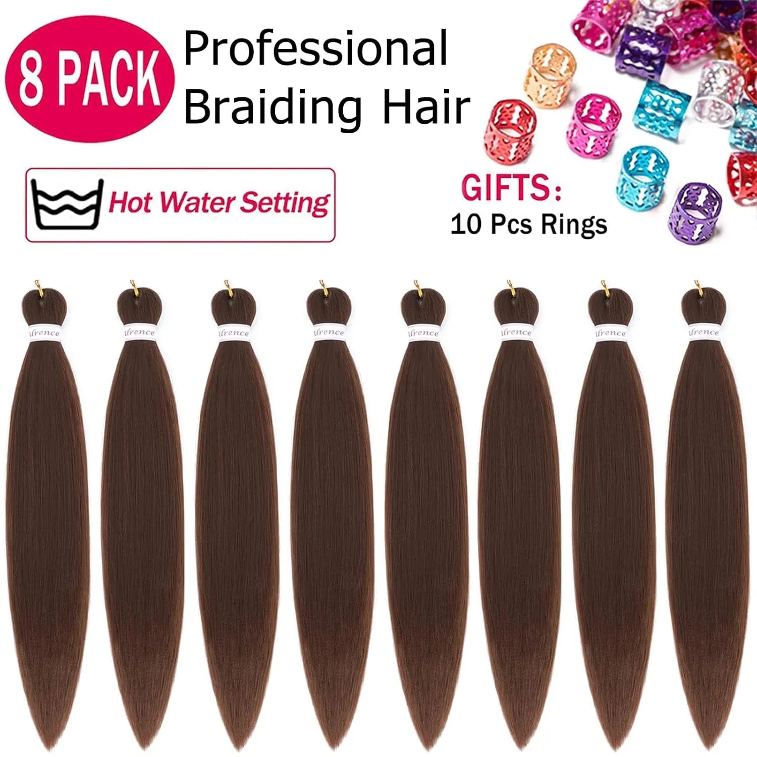 Alrence Pre Stretched Braiding Hair Long Braid 30 Inch 8 Packs Professional Braiding Hair Extensions Synthetic Crochet Twist Braids (30 Inch, 30#)