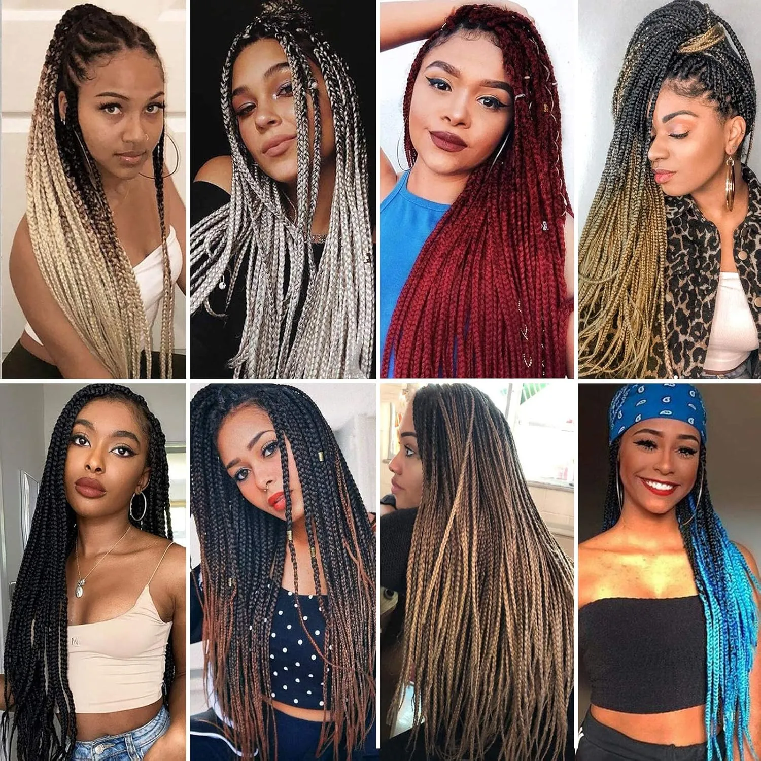 Alrence Pre Stretched Braiding Hair Long Braid 30 Inch 8 Packs Professional Braiding Hair Extensions Synthetic Crochet Twist Braids (30 Inch,2#)