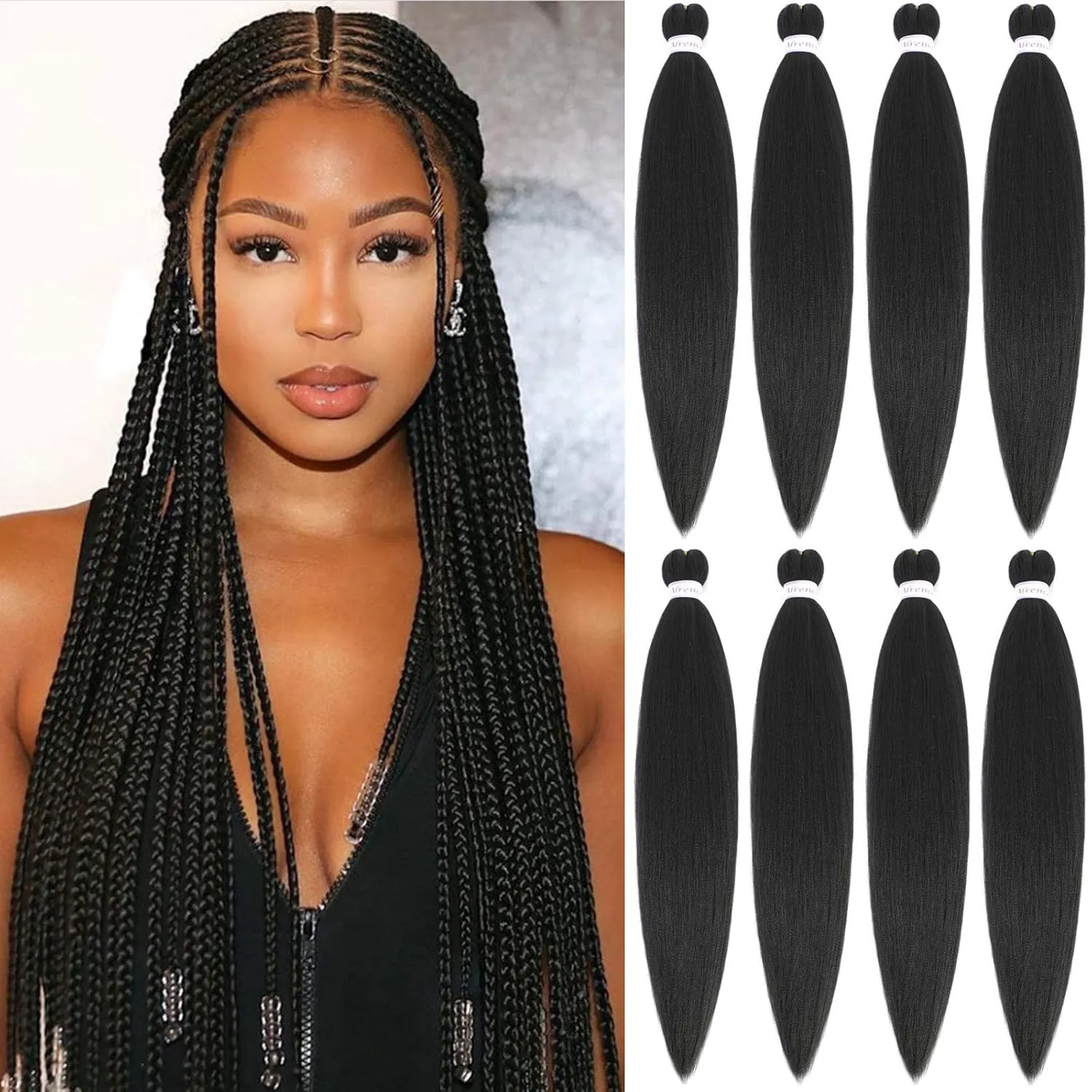 Alrence Pre Stretched Braiding Hair Long Braid 30 Inch 8 Packs Professional Braiding Hair Extensions Synthetic Crochet Twist Braids (30 Inch,2#)