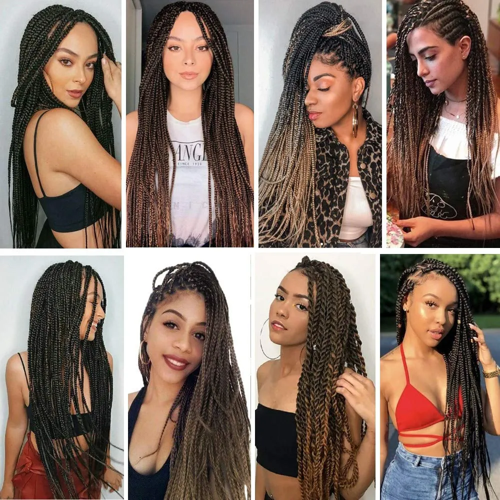 Alrence Pre Stretched Braiding Hair Long Braid 30 Inch 8 Packs Professional Braiding Hair Extensions Synthetic Crochet Twist Braids (30 Inch,T1B/30)