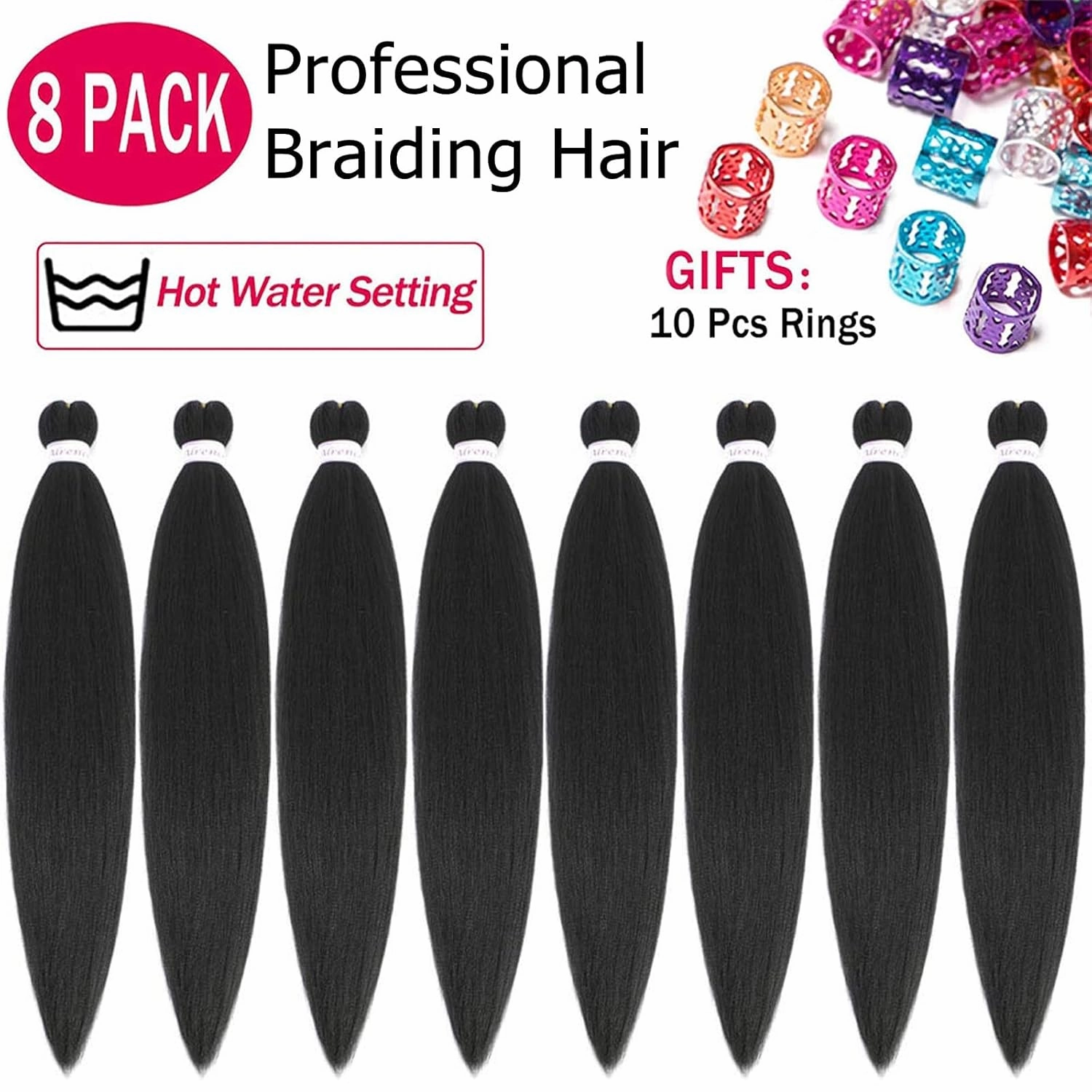 Alrence Pre Stretched Braiding Hair Long Braid 30 Inch 8 Packs Professional Braiding Hair Extensions Synthetic Crochet Twist Braids (30 Inch,2#)
