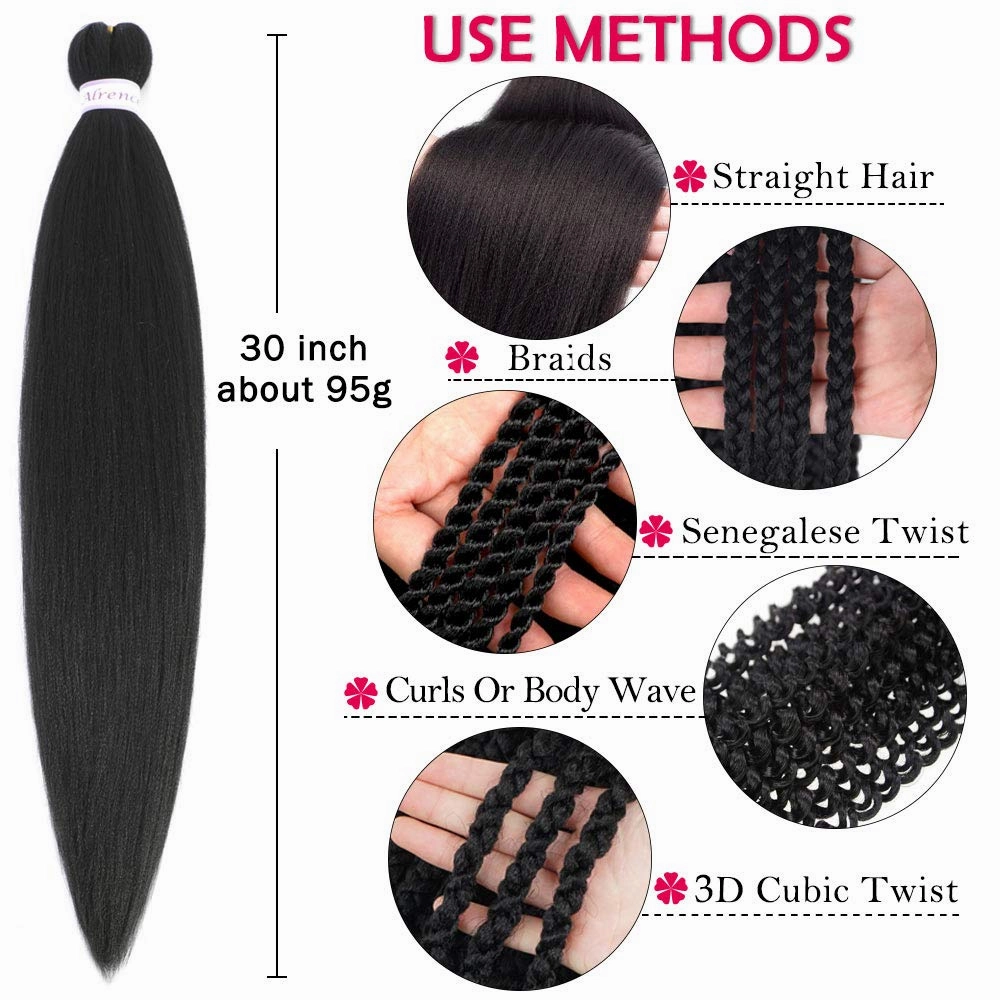 Alrence Pre Stretched Braiding Hair Long Braid 30 Inch 8 Packs Professional Braiding Hair Extensions Synthetic Crochet Twist Braids (30 Inch,2#)